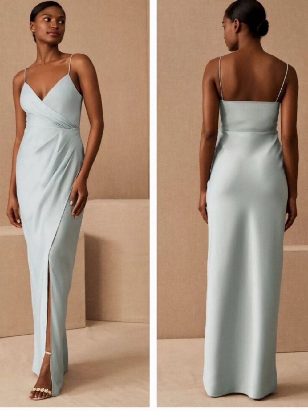 BHLDN Freya Charmeuse Maxi Dress Light Blue